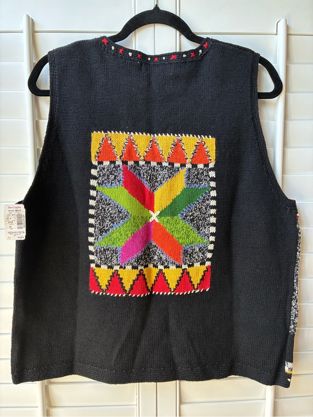 Deadstock vintage NWT Sigrid Olsen Sport Christmas Tree holiday sweater Vest 1x - Picture 2 of 16
